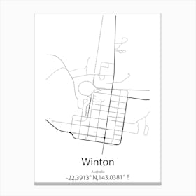 Winton,Australia Minimalist Map Canvas Print