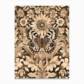 Butterflies And Flowers Inspired By William Morris Canvas Print