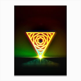 Neon Geometric Glyph in Watermelon Green and Red on Black n.0374 Canvas Print