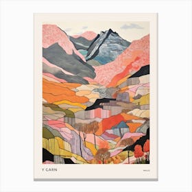 Y Garn Wales Colourful Mountain Illustration Poster Canvas Print
