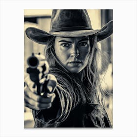 Woman Holding A Gun Canvas Print