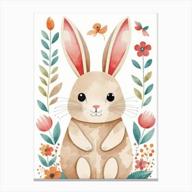 Floral Cute Baby Bunny Nursery (11) Canvas Print