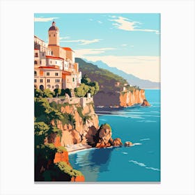 Amalfi Coast, Italy, Flat Illustration 2 Canvas Print