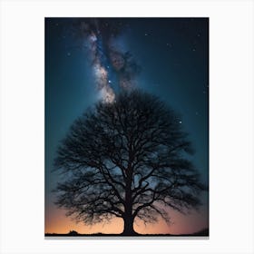 Tree In The Night Sky 2 Canvas Print