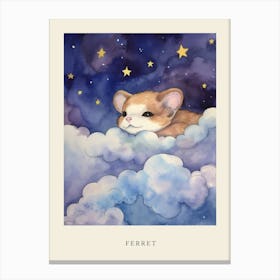 Baby Ferret 2 Sleeping In The Clouds Nursery Poster Canvas Print