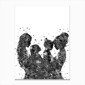 Mother With Daughters Canvas Print