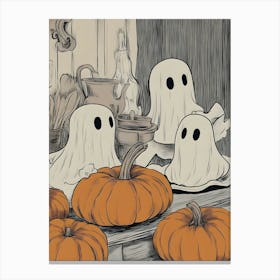 Ghosts And Pumpkins 5 Canvas Print