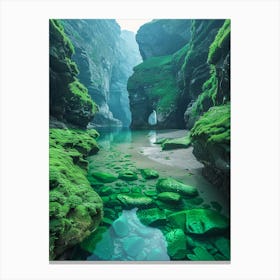 Green Water In A Canyon Canvas Print