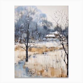 Winter City Park Painting Royal Park Kyoto 3 Canvas Print