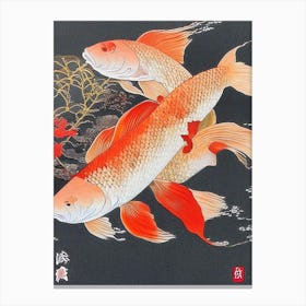 Benigoi Koi Fish 1, Ukiyo E Style Japanese Canvas Print