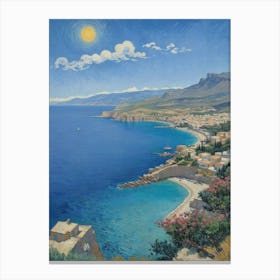 Sunlit Shores of Greece Aegean Coast Canvas Print