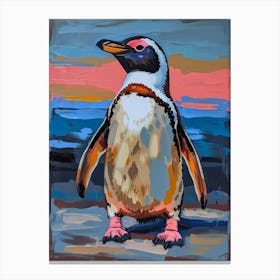 Galapagos Penguin Half Moon Island Colour Block Painting 3 Canvas Print