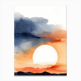 Minimalist Sunset Watercolor Painting (7) Canvas Print