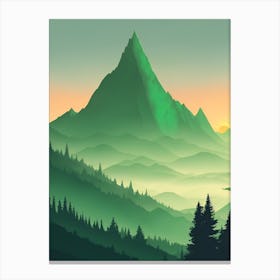 Misty Mountains Vertical Composition In Green Tone 180 Canvas Print