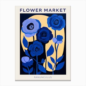 Blue Flower Market Poster Ranunculus 4 Canvas Print