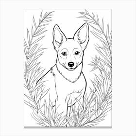 Line Art Jungle Animal Dingo 1 Canvas Print