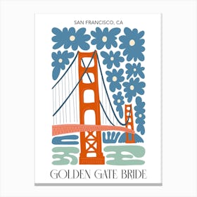 Golden Gate Bridge   San Francisco, Travel Poster In Cute Illustration Canvas Print
