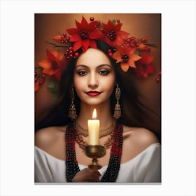 Lady Holding A Candle Canvas Print