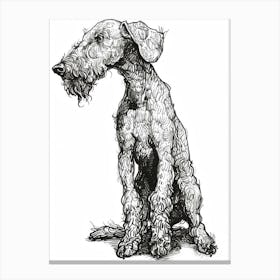 Bedlington Terrier Dog Line Sketch 1 Canvas Print