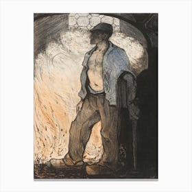 Worker At A Fire (1904), Richard Roland Holst Canvas Print