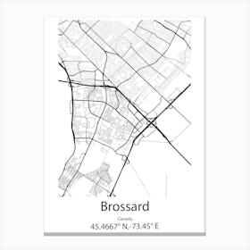 Brossard,Canada Minimalist Map Canvas Print