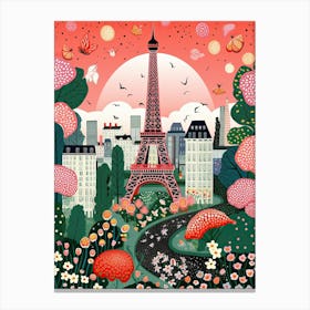 Paris, Illustration In The Style Of Pop Art 4 Canvas Print