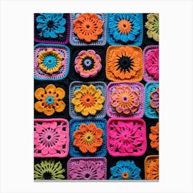 Crochet Granny Square  Retro 5 Canvas Print