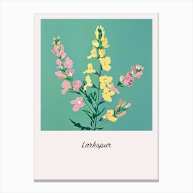 Larkspur Square Flower Illustration Poster Canvas Print