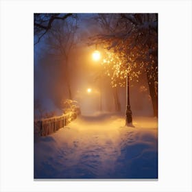 Winter Night In The Park 1 Canvas Print