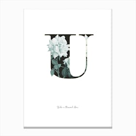 Flower Alphabet U Canvas Print