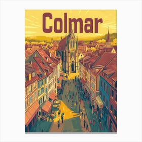 Aihrgdesign A Retro Travel Poster For Colmar Featuring The Go 9934c12a 5d31 4511 B2d6 2ba2bb76c3db 0 Canvas Print