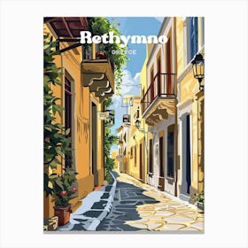 Rethymno Greece Street Digital Travel Illustration Canvas Print