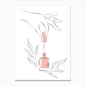 Hand Holding A Bottle Of Nail Polish Canvas Print