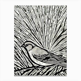 Sparrow Linocut Bird Canvas Print