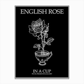 English Rose In A Cup Line Drawing 1 Poster Inverted Canvas Print