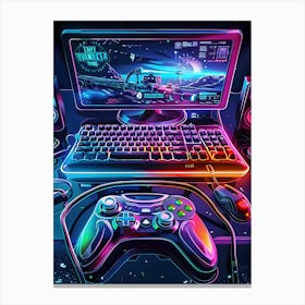 Neon Gamer Desktop Wallpaper Canvas Print