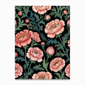 William Morris Pink Carnations Seamless Pattern Canvas Print