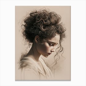 Portrait Of A Woman With Curly Hair Canvas Print