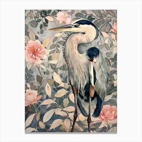 Heron With Roses Canvas Print