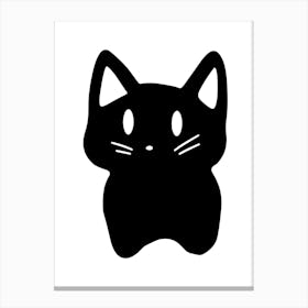 Black Cat Kawaii Cute Drawing Illustration Canvas Print