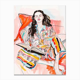 Girl In Pajamas. Woman's Portrait Canvas Print