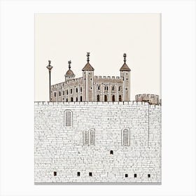 Tower Of London England Boho Landmark Illustration Canvas Print