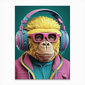 Gorilla With Headphones 1 Canvas Print