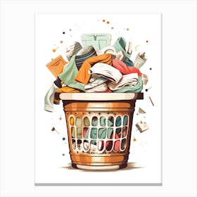 Laundry Basket Full Of Clothes Canvas Print