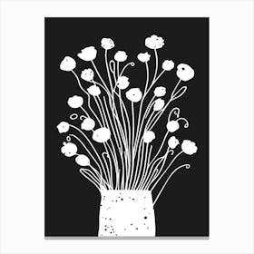 Flowers In A Vase Black and White Canvas Print