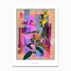 Snapdragon 2 Neon Flower Collage Poster Canvas Print