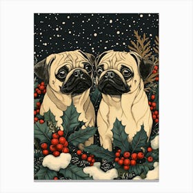 Christmas Pugs Canvas Print