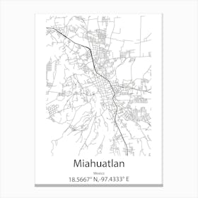 Miahuatlan De Porfirio Diaz,Mexico Minimalist Map Stampe su tela