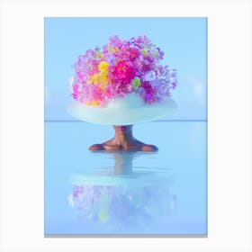 "Floral-Accented Panama Hat, Canvas Print