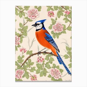 Blue Jay William Morris Style Bird Canvas Print